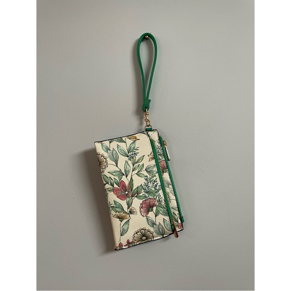 Garden Flowers & Green Accents Faux Leather Wristlet Wallet 
A New Day 
Like new